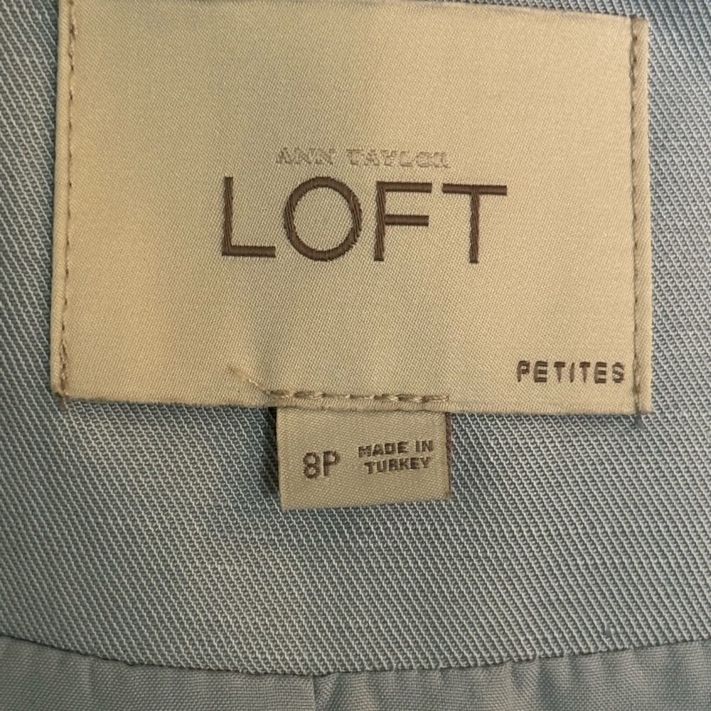 Ann Taylor LOFT Women’s Light Blue Tailored Linen Blazer, Size 8P - Picture 9 of 10